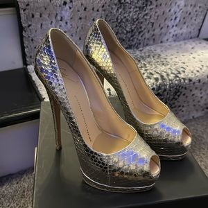 Silver Giuseppe Zanotti Platform Heels